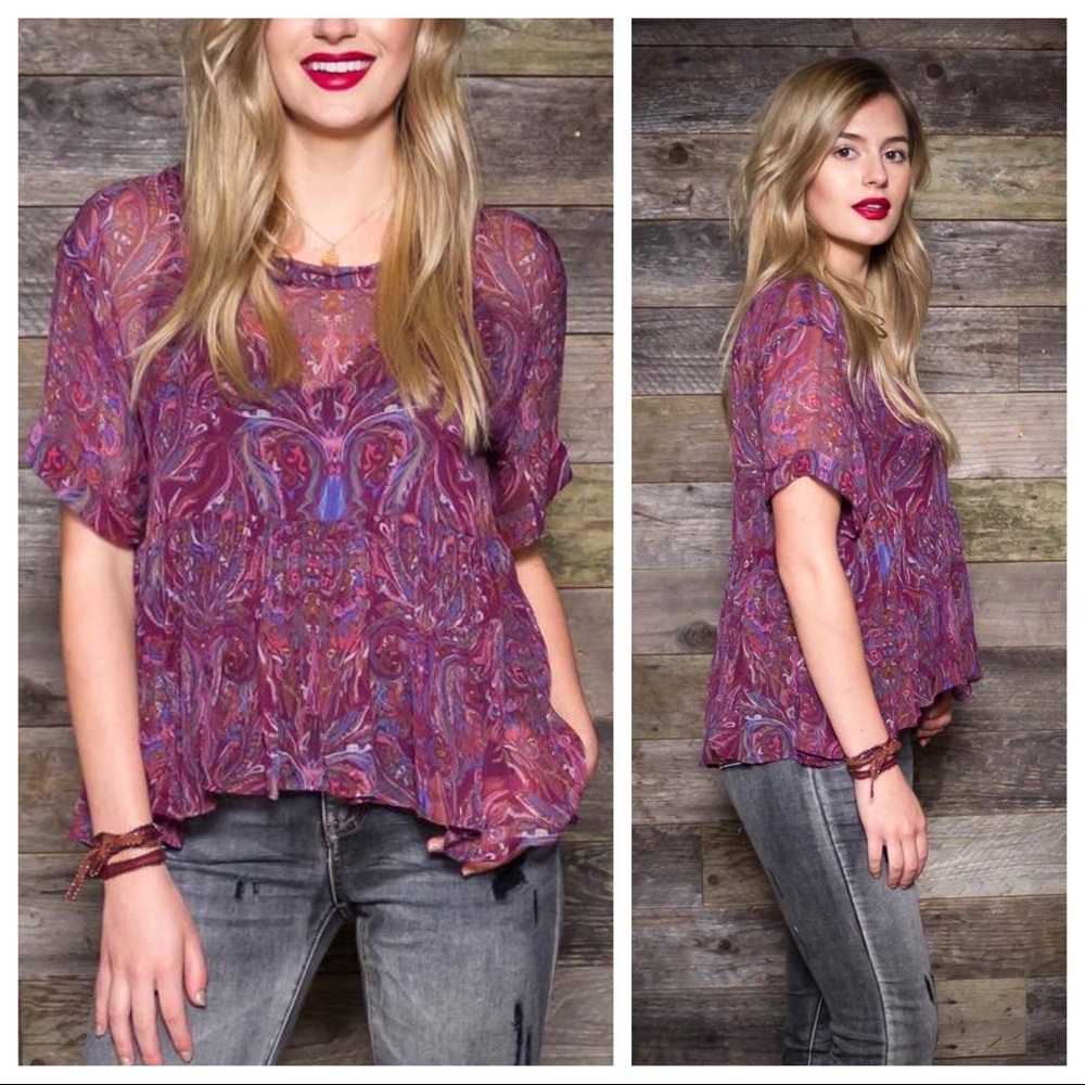 Free People XS Boho Paisley‎ Say You Will Blouse